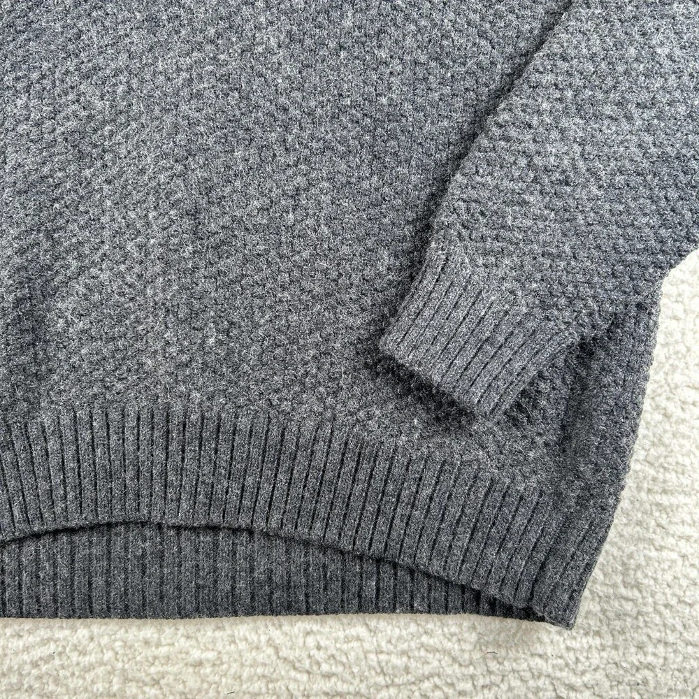 Vintage Lands' End Sweater Mens Large Mock Neck Waffle Knit Button Pullover